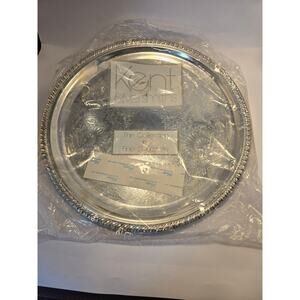 Kent Silversmiths Vintage Silverplate Serving Tray Round 12” NWT